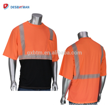 2018 New Fashionable 100% Polyester Birdseye Mesh T-shirts High Visibility Breathable Reflective Work Shirt With Pocket